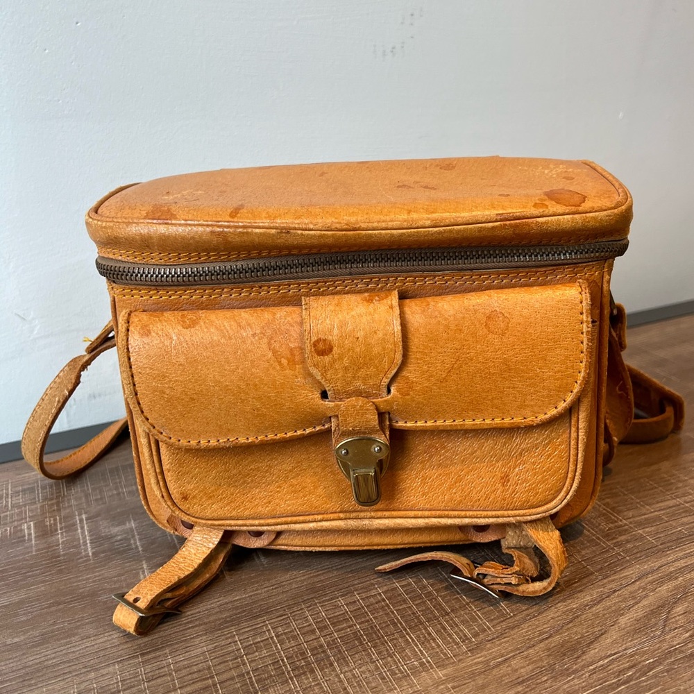 Vintage Camera Case‎ Shoulder Pack Pigskin Leather Rare